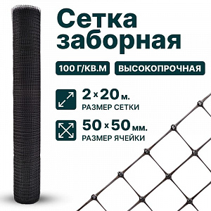Заборная сетка черная 2х20